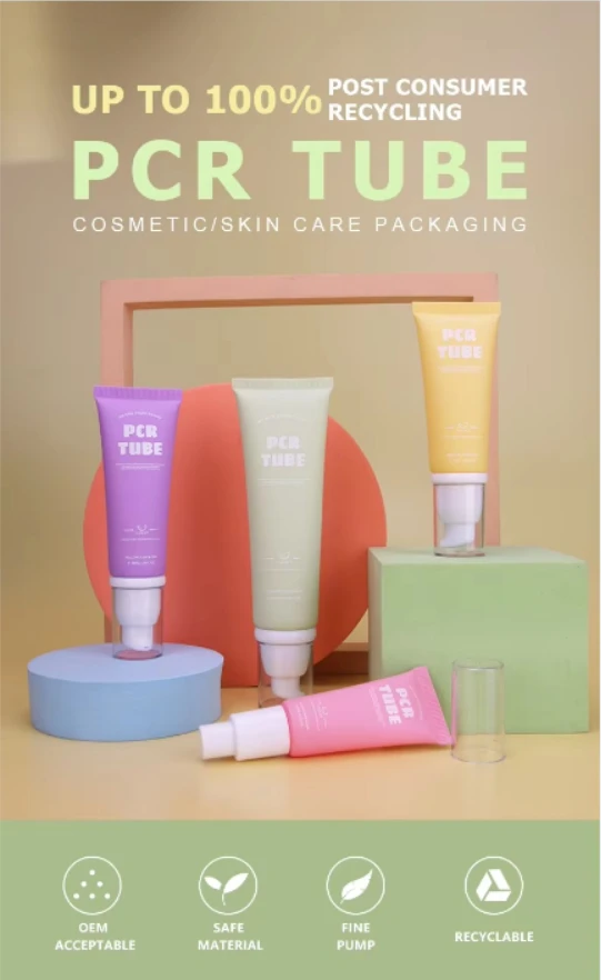 Plastic Tube Cosmetic Packaging With PCR Material Eco20ML 30ML 50ML 100ML
